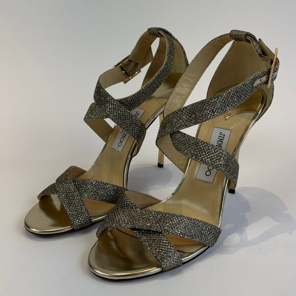 Jimmy Choo Gold/Light Bronze Glitter Sandals, EU 41 - Picture 6 of 16